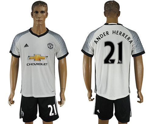 Manchester United #21 Ander Herrera White Soccer Club Jersey - Click Image to Close